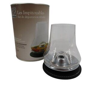 Peugeot Whisky Tasting Set Glass Metal Base Coaster Made in France Barware Used